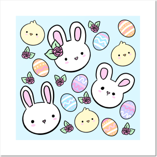 Cute easter bunny happy easter design Posters and Art